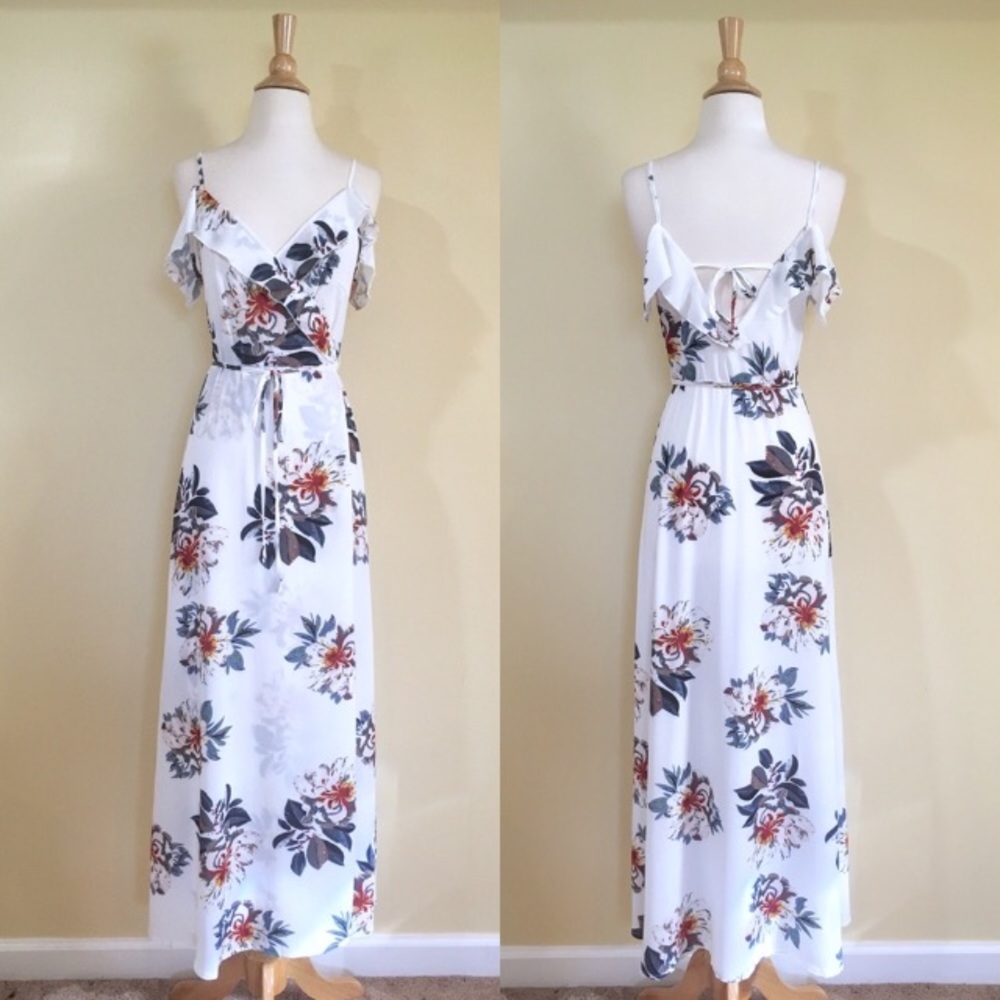 Open Back Off Shoulder Floral Dress - Picture 6 of 7